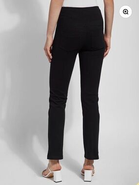 Lysse Cotton Snatching Waist Black Ankle Denim Pants w Cuff Slit XS New W Tags!